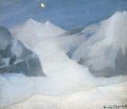 William Stott of Oldham Mountain Peak by Moonlight Spain oil painting artist